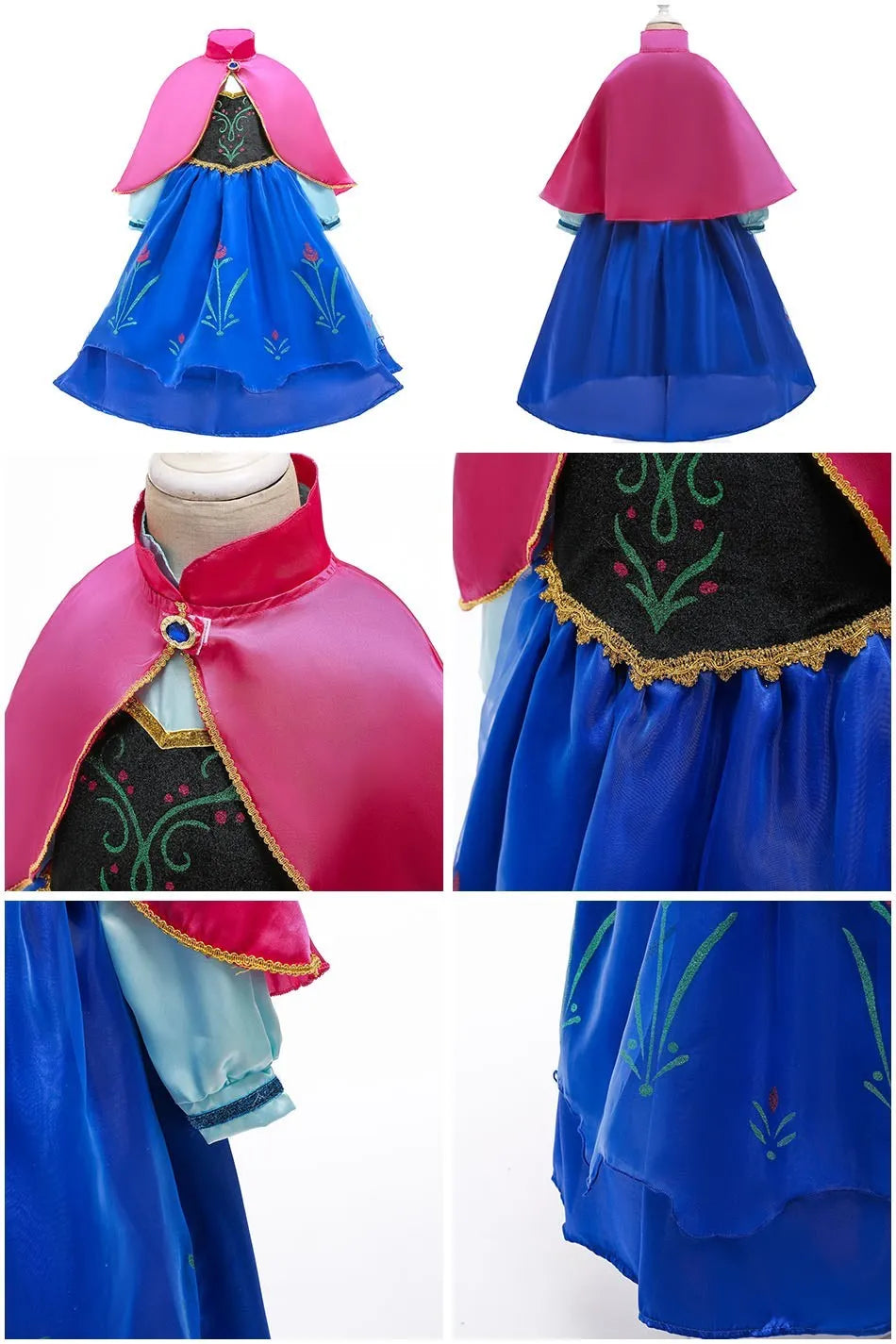 Girls Princess Dress Elsa Anna Kids Cosplay Costume
