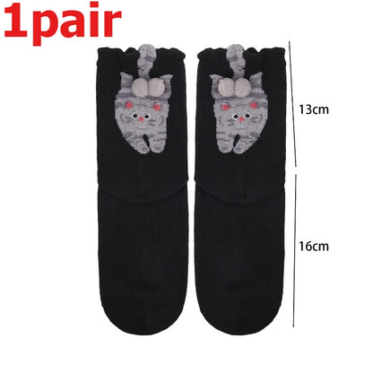 Funny Cat Socks 4 Pairs Cartoon Mid Tube Casual Socks