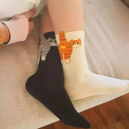 Funny Cat Socks 4 Pairs Cartoon Mid Tube Casual Socks