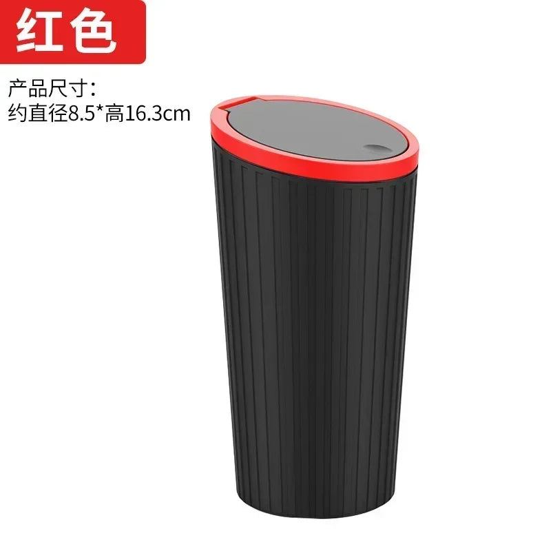 Car Trash Bin – Mini Auto Garbage Can with Lid & Storage Organizer