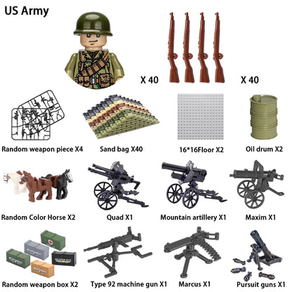 WWII Military Building Blocks – Army Mini Figure Model Set