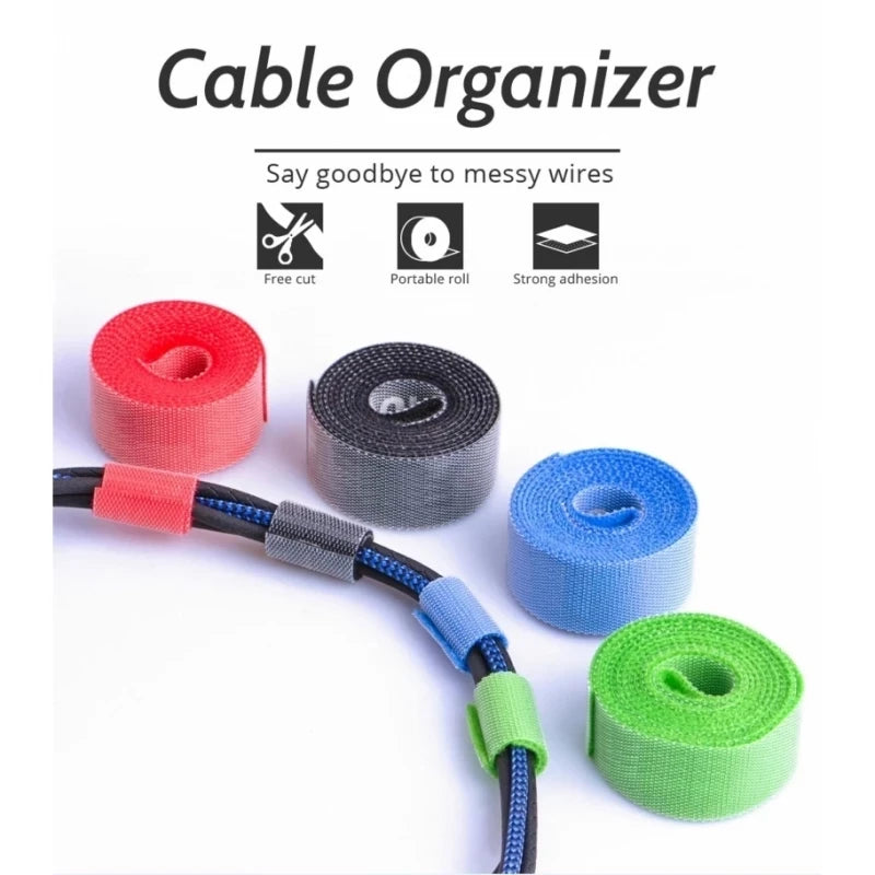 1/5M Cable Organizer Tape – Reusable Wire Winder & Cord Management Tie