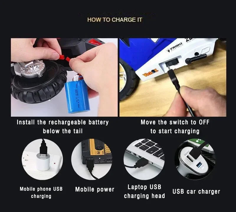 RC Motorcycle Toy 1/10 Self Balancing Drift Stunt Racing Car