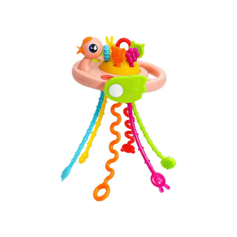 Pull String Sensory Toy Silicone Montessori Baby Teether