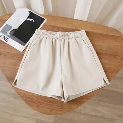 Women's PU Leather Shorts – High Waist Loose Fit Black Shorts