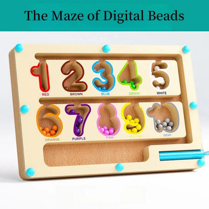Magnetic Maze Toy with Digital Bead Puzzle Board