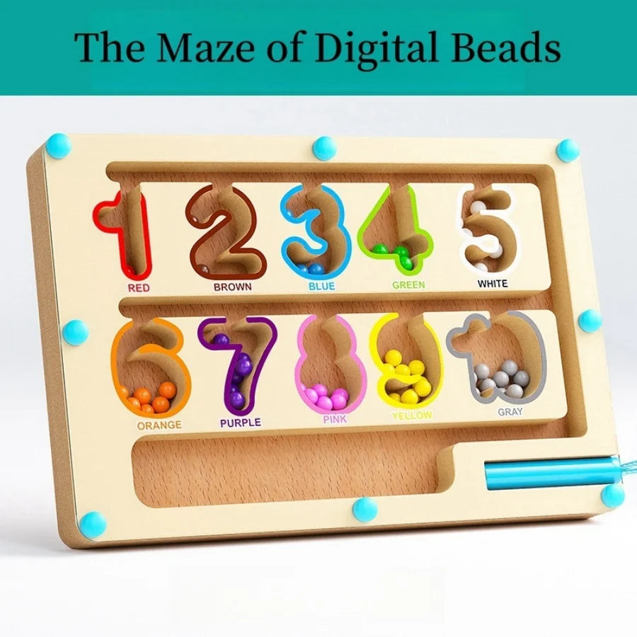 Magnetic Maze Toy Digital Bead Puzzle Fine Motor Skills Game