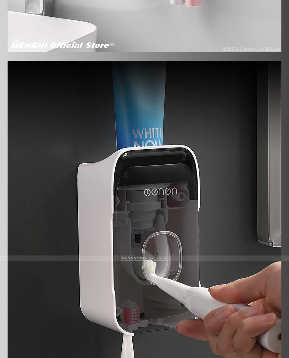 Wall-Mounted Toothpaste Dispenser – Punch-Free Toothbrush Holder