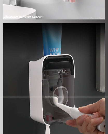 Wall-Mounted Toothpaste Dispenser – Punch-Free Toothbrush Holder