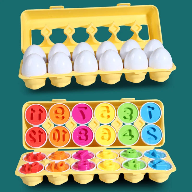 12-Piece Montessori Matching Eggs – Color & Shape Sorter