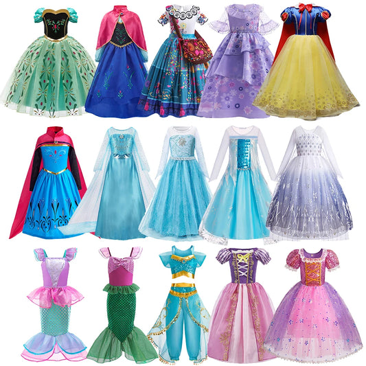 Girls Princess Dress Elsa Anna Kids Cosplay Costume