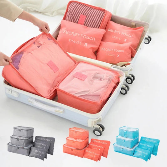 Travel Storage Bags 6 Piece Waterproof Packing Cubes Set