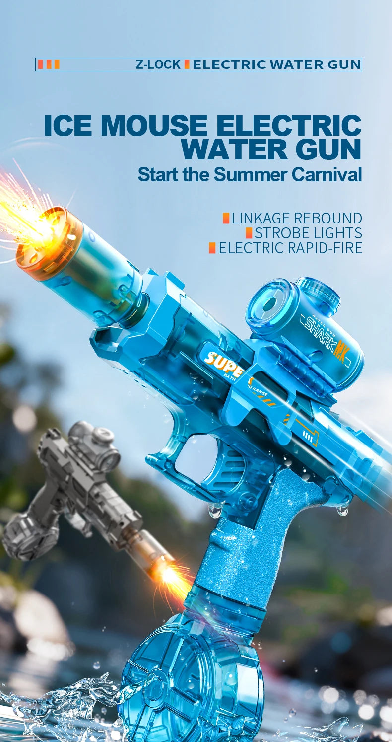 Electric Automatic Water Gun with Lights & Rechargeable Battery