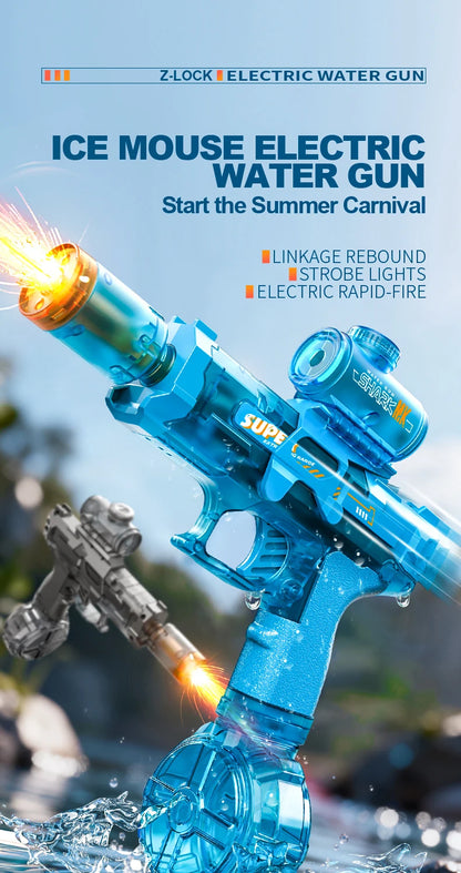 Electric Automatic Water Gun with Lights & Rechargeable Battery