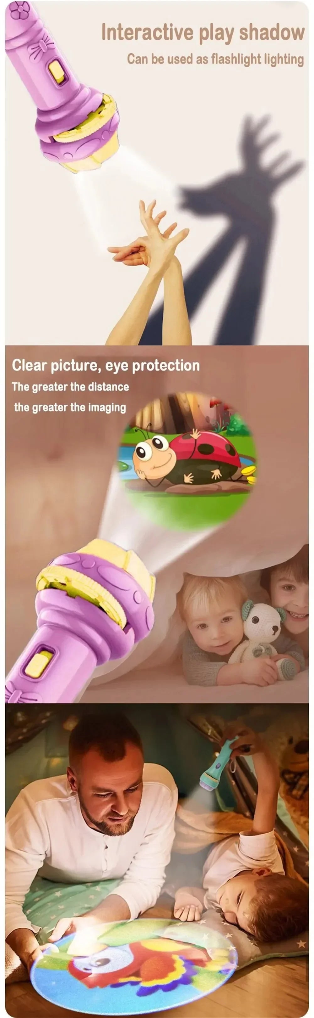 Kids Projection Flashlight Toy with 80 Cartoon Images