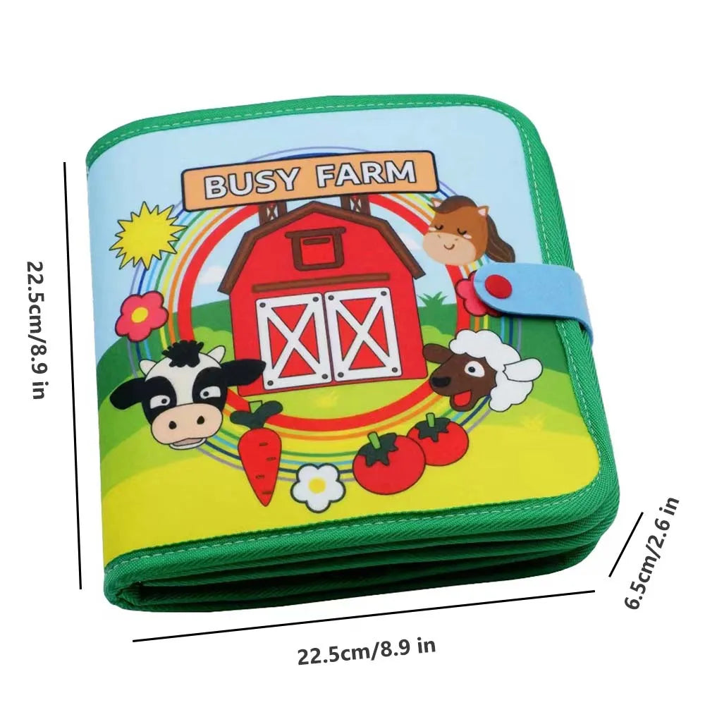Farm Busy Book Montessori Animal Activity Board for Toddlers