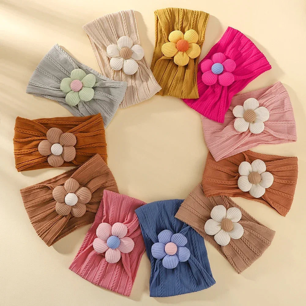 Baby Flower Headband Soft Nylon Newborn Hairband