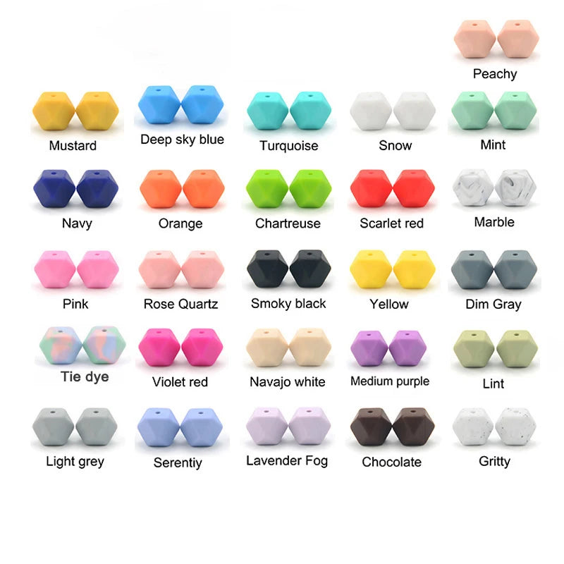 Silicone Hexagon Beads 10pcs Food Grade DIY Jewelry Making