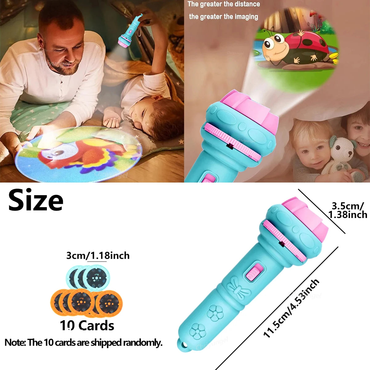 Kids Projection Flashlight Toy with 80 Cartoon Images