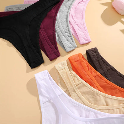 Women's Cotton Thong Panties 4PCS Seamless Low Rise Set