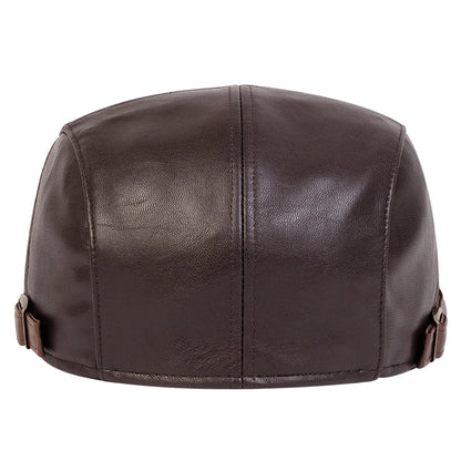 Men's Newsboy Cap Retro PU Leather Flat Beret Hat