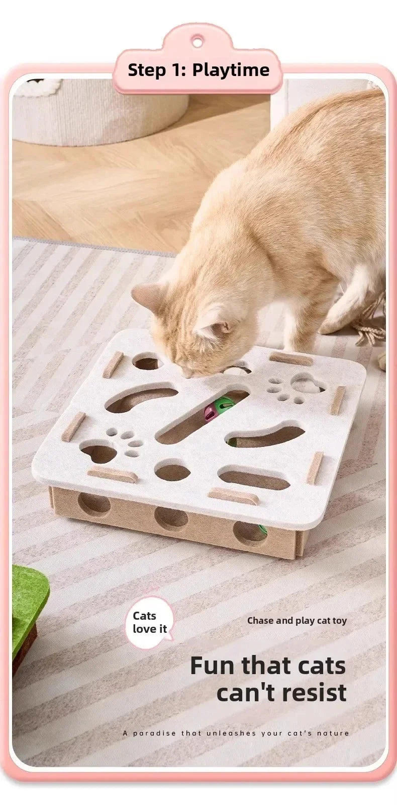 Interactive Cat Puzzle Toy with Ball – Indoor Exercise Game