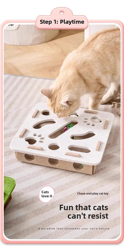Interactive Cat Puzzle Toy with Ball – Indoor Exercise Game