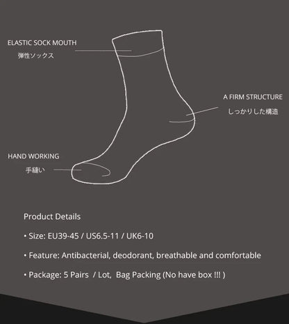 Bamboo Fiber Crew Socks Men's Breathable Business Socks