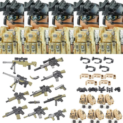 Military Soldier Building Blocks Mini Figure Set with Accessories