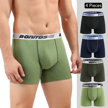 Men's Cotton Boxer Shorts 4PCS Soft Stretch Underwear Set