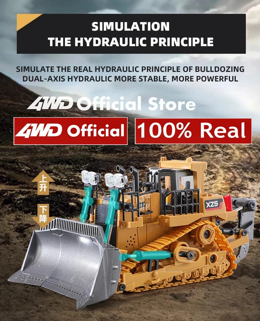 4WD RC Excavator Dump Truck Bulldozer 1:20 Remote Control Toy