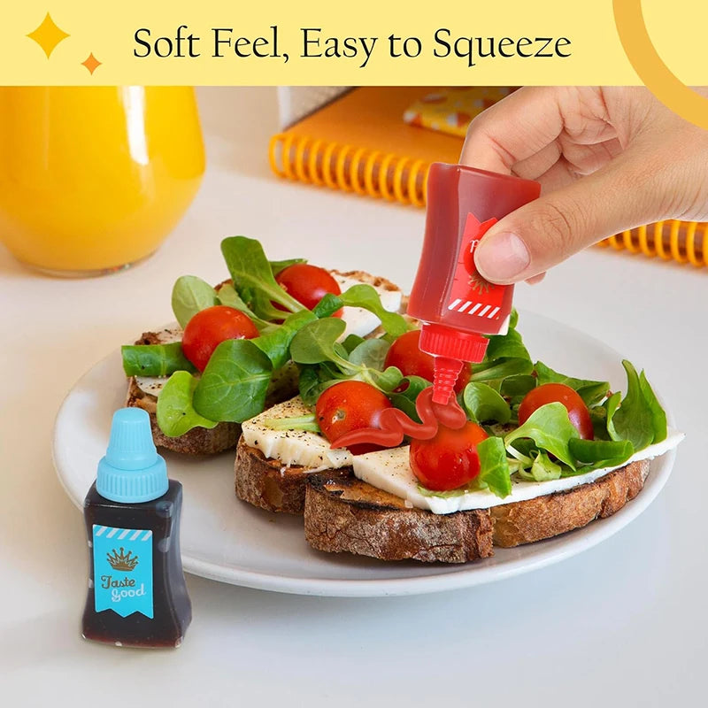 Mini Condiment Squeeze Bottles – Portable Sauce Containers for Lunch Boxes