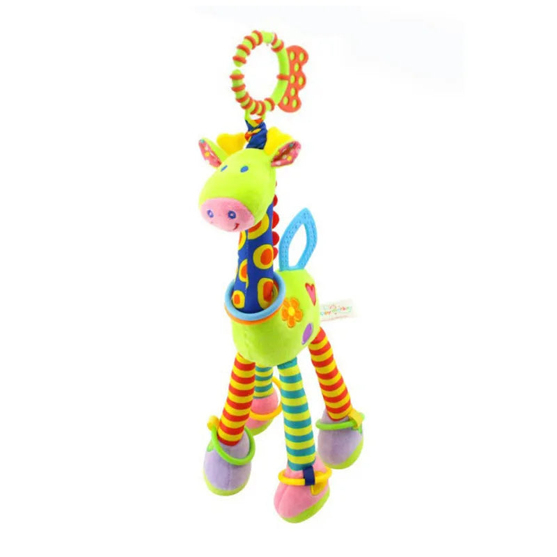 Baby Plush Rattle Toy with Teether Giraffe Zebra Handbell