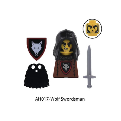 Medieval Castle Building Blocks Wolf Warrior Crusader Knight Figures Set