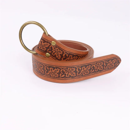 1/6PCS Medieval Belt Cosplay Elf Leaf Embossed Retro Leather Belt With Potion Glass Magic Bottle Viking Knight Halloween Belt