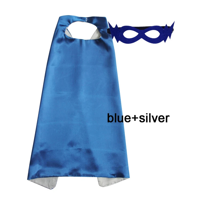 Kids Superhero Cape with Mask Reversible Satin Costume
