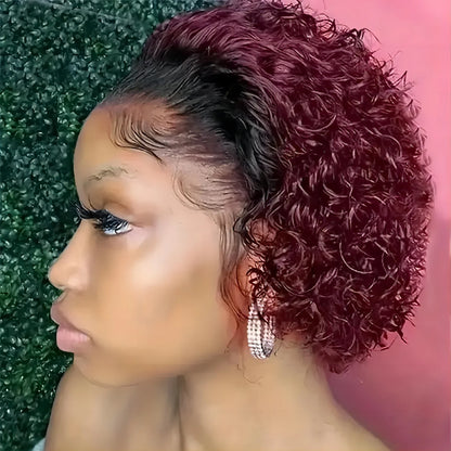 Curly Pixie Cut Human Hair Wig 13x1 HD Lace Front