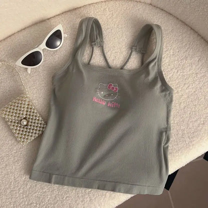 Hello Kitty Printed Tank Top – Cute Summer Cami with Built-In Padding