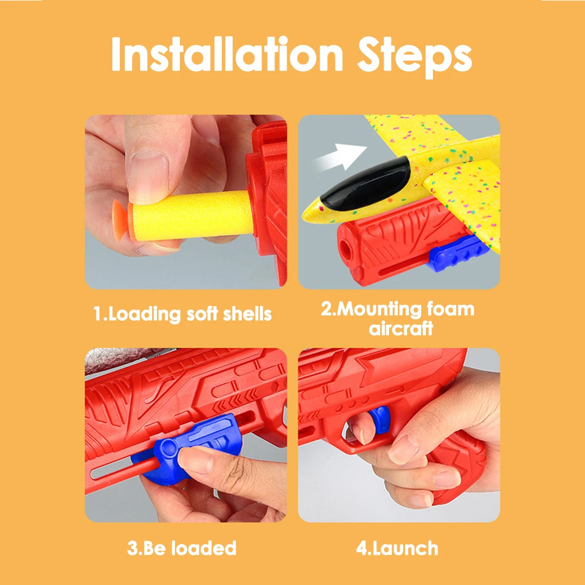 Foam Aircraft Launcher Toy Kids Catapult Glider Plane