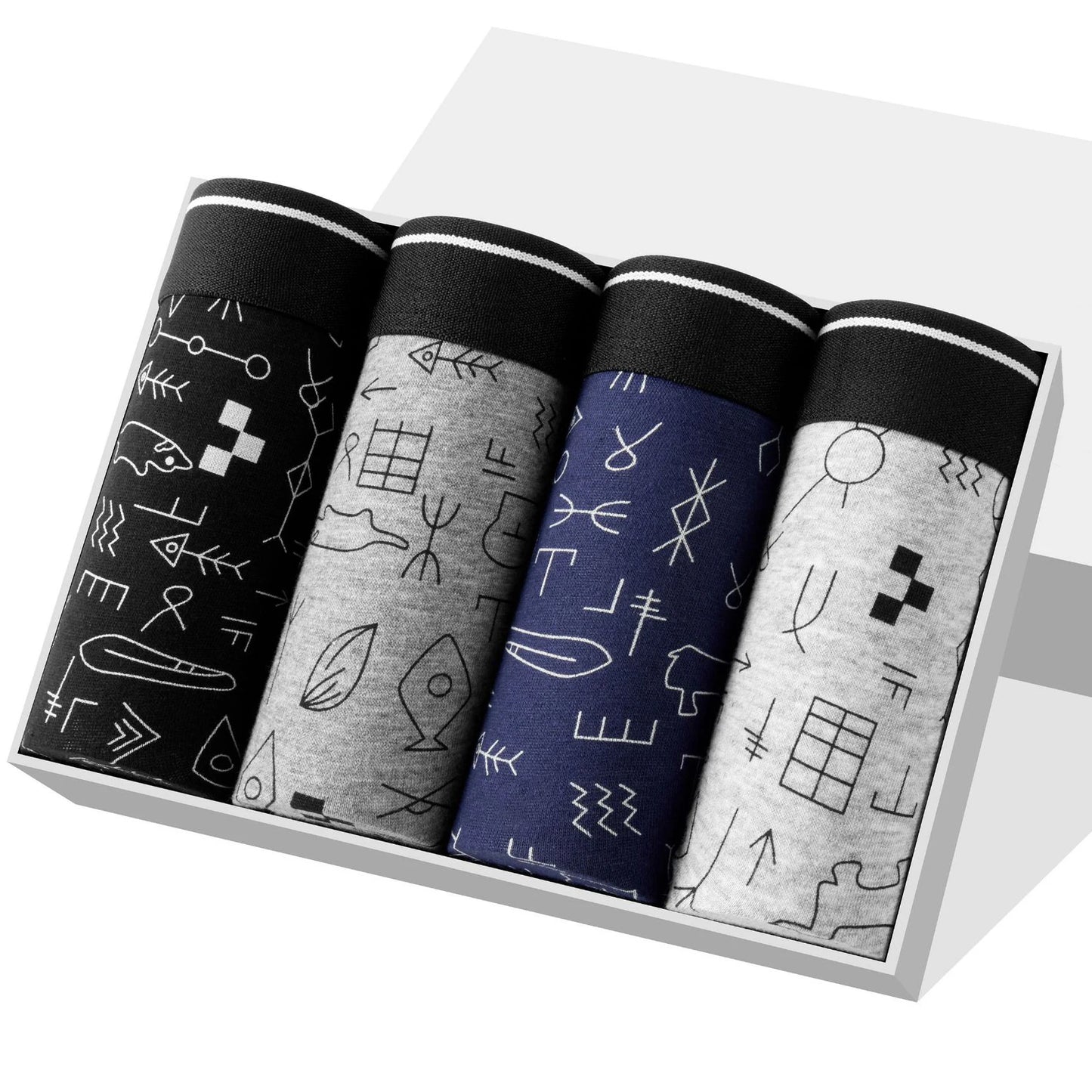 Men's Cotton Boxer Shorts 4PCS Breathable Printed Underwear
