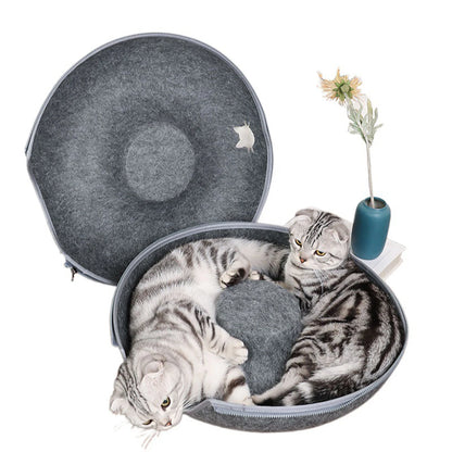 Cat Tunnel Bed Felt Donut Nest for Kittens & Cats