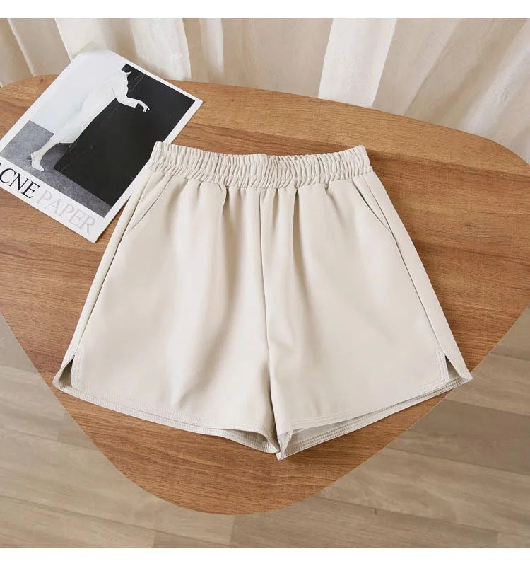 Women's PU Leather Shorts – High Waist Loose Fit Black Shorts