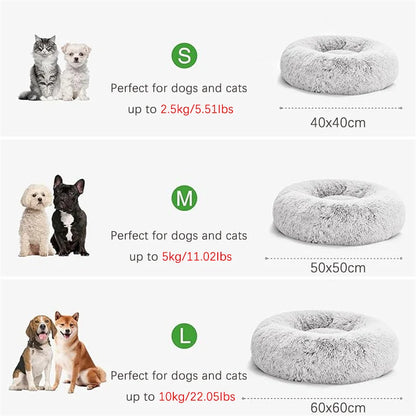 Donut Cat Bed – Plush Washable Round Pet Bed for Dogs