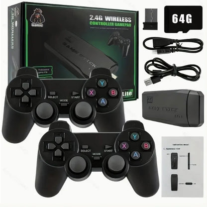 4K Retro Game Console Wireless Gaming Stick with Dual Controllers