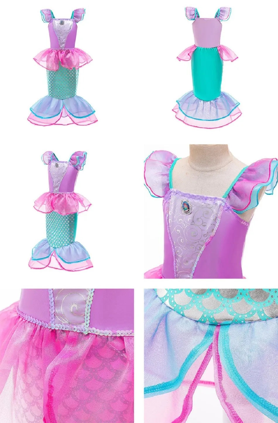 Girls Princess Dress Elsa Anna Kids Cosplay Costume