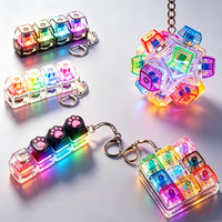 LED Keyboard Keychain Fidget Toy Crystal Clicker Sensory Gadget