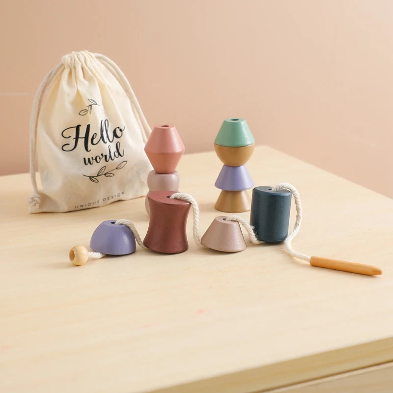 Wooden Animal Threading Toy for Toddlers