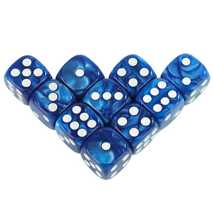 Acrylic Dice Set 10 Piece 16mm Marble D6 Game Dice