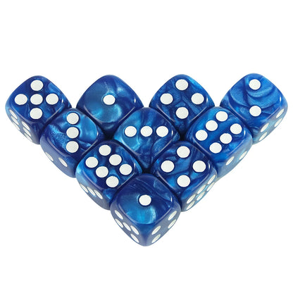 Acrylic Dice Set 10 Piece 16mm Marble D6 Game Dice