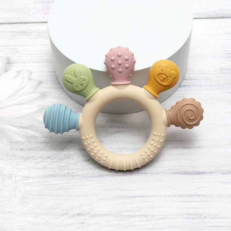 Silicone Baby Ring Teether Sensory Chew Toy for Infants